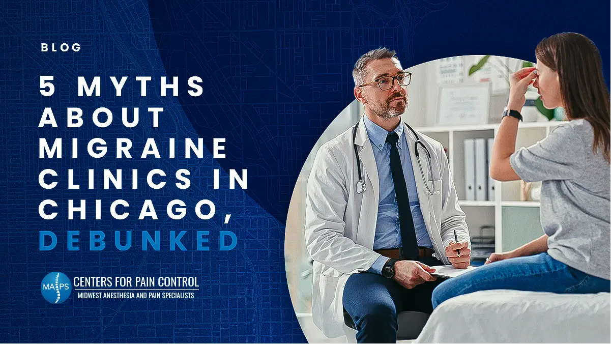 5 Myths About Migraine Clinics in Chicago, Debunked Doctor taking notes while a female patient describes her migraine symptoms during an exam